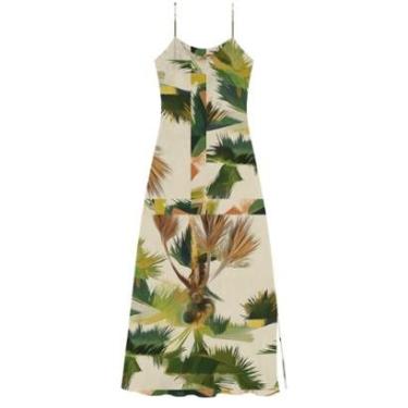 Imagem de Vestido Chá Estampado De Alças Com Fenda-Feminino