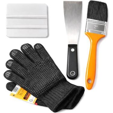 Imagem de Kit Pintura Pintor Espátula Aço Plástica Pincel Luva 4pçs - Top Pros, 