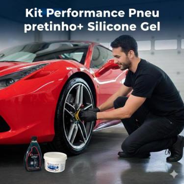 Imagem de Kit- Pretinho para Pneu concentrado 500 ml+ Silicone em Gel 600ml,bril