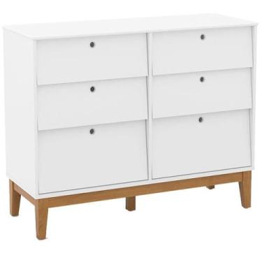 Imagem de Cômoda 6 Gavetas Unique Branco Soft Eco Wood - Matic - Matic Moveis