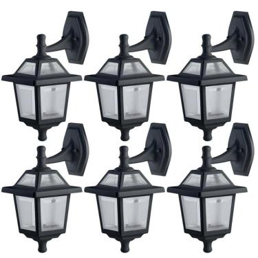 Imagem de Conjunto 6 Arandelas Coloniais 39cm Luminárias de Parede Preto Fosco Jardim Cabeceiras