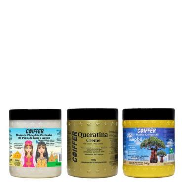 Imagem de Kit Cronograma Coiffer Mascara Creme Massa Compact p/ Hidratação Nutri