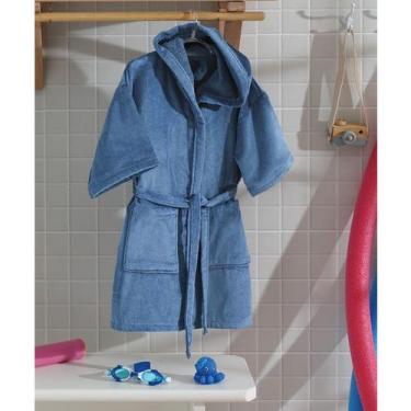 Imagem de Roupão Dohler Infantil com Bolso e Capuz - 100% Algodão - P, Azul 5457