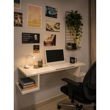 Imagem de Escrivaninha Suspensa Branca Quarto Home Office Estudos - Compmovel