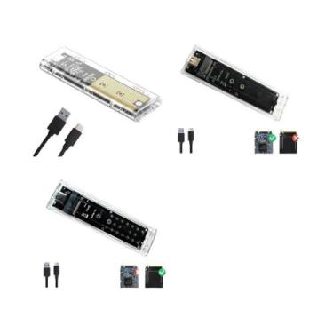 Imagem de Case Externo Transparente USB Tipo C Para SSD M.2 NVMe PCIe NGFF SATA 