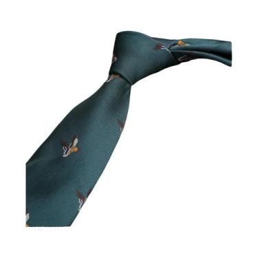Imagem de Gravata Masculina Verde Escura De 8CM Com Padrão Xadrez De Bolinhas E 