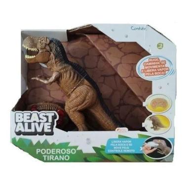 Imagem de Dinossauro T-Rex Poderoso Tirano Controle Remoto -  26cm, Fumaça, Anda