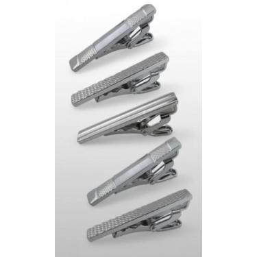 Imagem de Kit 5 Prendedores Gravata Slim Prateados - Congratulations Store