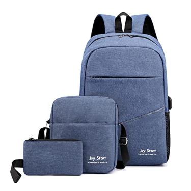 Imagem de Wemay Conjunto de 3 peças mochila feminina masculina portátil mochila bolsa de ombro bolso pequeno para viagem escola trabalho de negócios faculdade cabe até 15,6 polegadas
