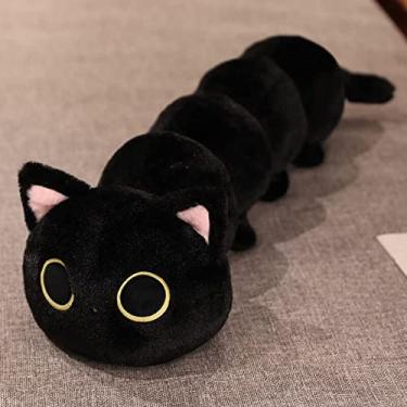 Imagem de Nova grande almofada de pelúcia de pelúcia para gato engraçado preto branco lagarta de pelúcia boneca de pelúcia para crianças lagartas de pelúcia brinquedos de pelúcia para crianças