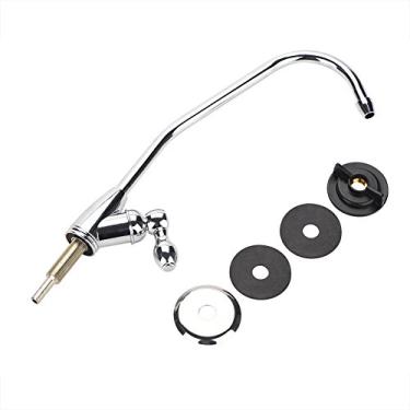Imagem de Torneira de cozinha de liga de zinco de 1/4" cromada osmose reversa filtro de água potável pescoço de ganso purificação de água de três pontas para cozinha