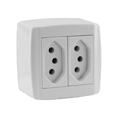 Imagem de Tomada Box Sobrepor Branco 2 Tomadas 2P + T 20A 250V