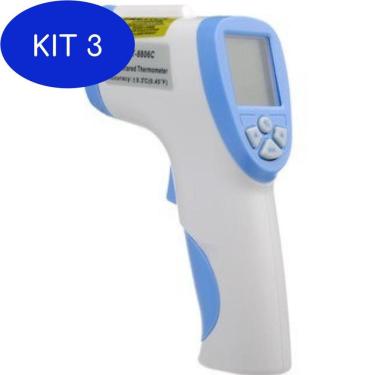 Imagem de Kit 3 Termômetro Digital Laser Infravermelho Febre Testa