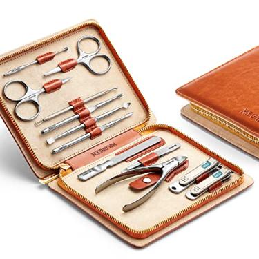 Imagem de MR.GREEN Conjunto de manicure 12 em 1 multifuncional para cortadores de unhas, kits de ferramentas de cuidados pessoais, conjuntos de pedicure de aço inoxidável, com estojo de couro, ideia de presente