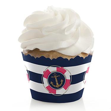 Imagem de Big Dot of Happiness Last Sail Before the Veil – Decorações de festa de despedida de solteira e chá de panela de festa – Embalagens de cupcake de festa – Conjunto com 12