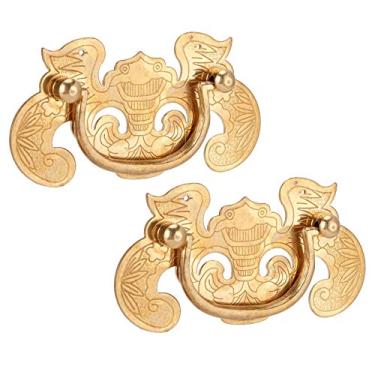 Imagem de Puxador de móveis antigos, textura suave de toque confortável Rápido para instalar alça de caixa de joias, forte para uso interno e externo de armário de madeira de porta dupla