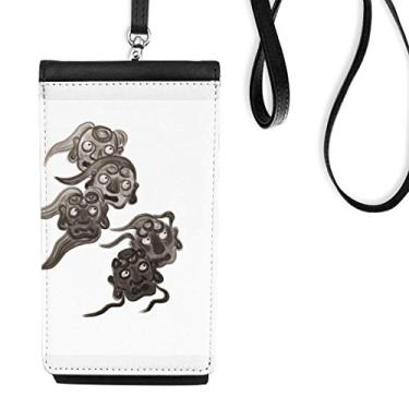 Imagem de Carteira de celular estilo cinco Goblins monstro estilo chinês, bolso preto para pendurar