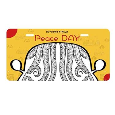 Imagem de DIYthinker Pintura Polvo Oito Placa de licença Preta Etiqueta Decoração de Carro Dia da Paz