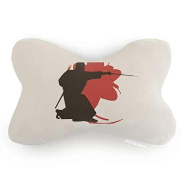Imagem de DIYthinker Almofada para apoio de cabeça Samurai Stab Sakura Japão contorno de carro acabamento pescoço decoração almofada para apoio de cabeça