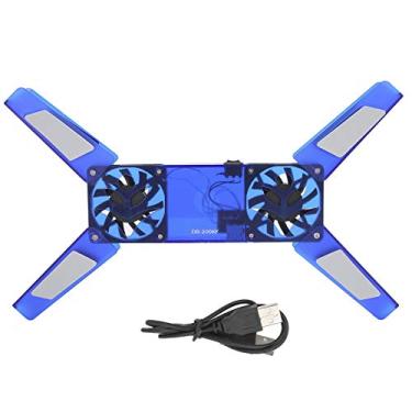 Imagem de Suporte de resfriamento para laptop, suprimentos para computador, ventoinha dupla dobrável com cabo USB, 2 ventiladores para notebook e jogos (azul)