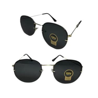 Imagem de Óculos de Sol Original Inspiration Round Dourado com lente Preto Feminino Masculino Unissex UV400