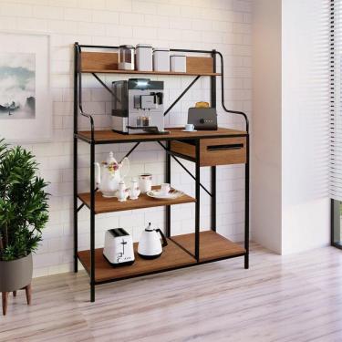 Imagem de Armário Multiuso 5 Prateleiras 1 Gaveta Espaço do Café Brasília Preto