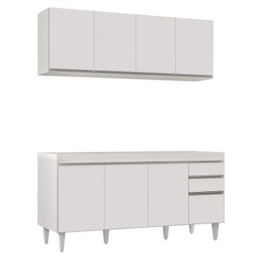 Imagem de Armário Aéreo Nevada e Balcão Para Pia 160cm Arkansas Branco - Lumil