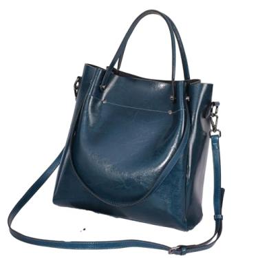 Imagem de Bolsa de mão de couro legítimo para mulheres, bolsa de ombro, tote messenger hobo bag, pasta com alça ajustável (E)