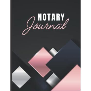 Imagem de Notary Journal: 8.5x11 Large Notarial Logbook / With 200 Numbered Pages - Two Records Logs Per Page / 400 Records / Modern Geometric Square Art - ... Silver / Ledger Book Gift For Signing Agents