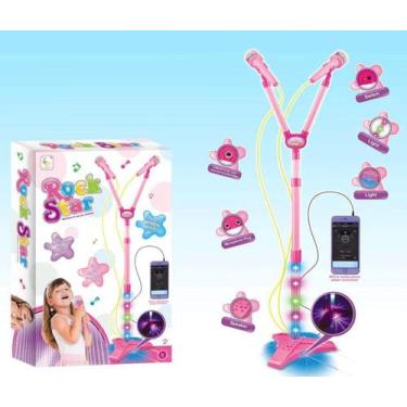 Imagem de Microfone Infantil Brinquedo Duplo Mp3 Entrada Para Celular. - Dm Toys