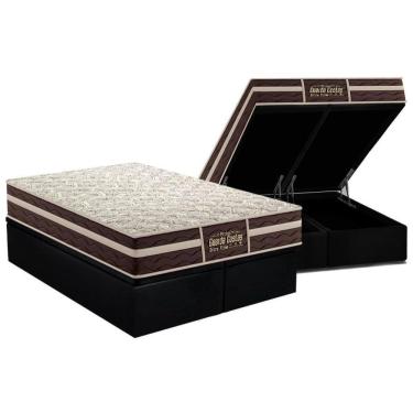 Imagem de Cama Box Baú King: Colchão Ortopédico Probel Guarda Costas Extra Firme + Base CRC Suede Black(193x203)