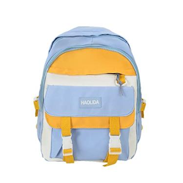 Imagem de Mochila masculina e feminina de nylon para adultos, moderna, com zíper, mochila escolar para estudantes (azul, tamanho único), Azul, One Size, Mochilas Sling