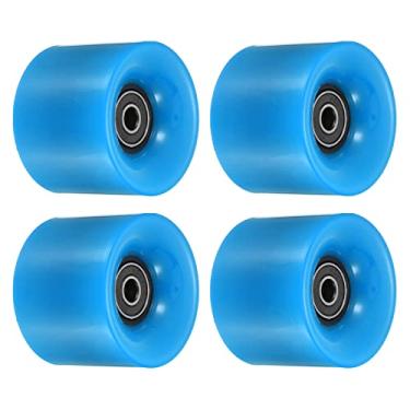 Imagem de PATIKIL Rodas Longboard de 60 mm com rolamentos ABEC-9, pacote com 4 rodas de rua para skates Cruiser Wheel Replacement 80A, preto e azul