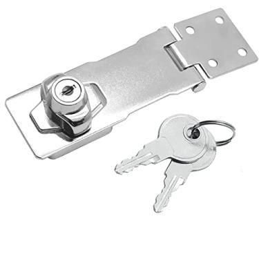 Imagem de Fechaduras de ferrolho com chave de 10 cm, fecho de trava com chave igual, trava de segurança para armários, gavetas, caixas de ferramentas, porta diferente, pacote com 1 (prata)