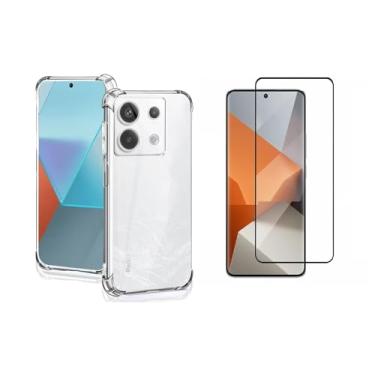 Imagem de Kit Capa Capinha Case Anti Impacto e Película De Vidro 3D 9D Compatível Com Xiaomi Redmi Note 13 Pro 4G