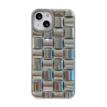 Imagem de Capa de silicone macia com padrão de trama de cubo 3D para iPhone 15 14 13 12 11 Pro Max capa fosca, 6, para iPhone 14ProMax