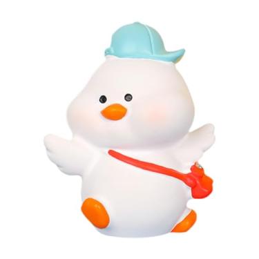 Imagem de Ioensy Estátua de pato de desenho animado, estatueta de desenho animado, resina, figura em miniatura, decoração de painel de carro para escritório, festival, com Boné Azul