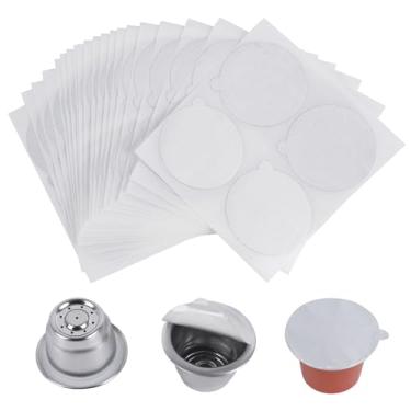 Imagem de 200 peças de alumínio para cápsulas reutilizáveis, selos adesivos autoadesivos para cápsulas de café inoxidáveis recarregáveis compatíveis com máquinas Nespresso Original Line (200 peças)