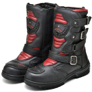 Imagem de Bota Motociclista Masculina Couro Cano Alto Aventura Estilo - Fakcini,