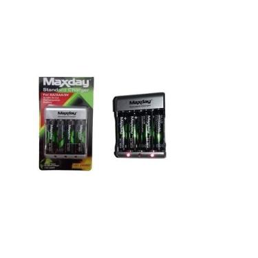 Imagem de Pilha Recarregável Maxday 4 aa Carregador Rápido Bivolt