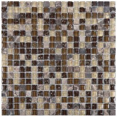 Imagem de PASTILHA DE VIDRO COM PEDRA GS906 - GLASS STONE MARROM 30x30cm - GLASS