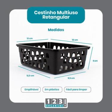 Imagem de Cesto Multiuso Organizador Pequeno Preto 16x12x6Cm - 123 Organizei