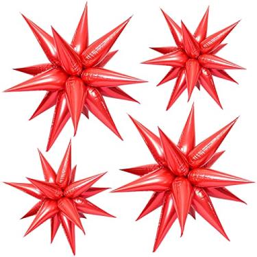Imagem de FUNTOOB Balões de estrela balões vermelhos balões de estrela metálicos balões de aniversário balões de cone de estrela vermelho balões de Star Wars balões de espiga balões de balões de espiga para aniversário formatura de eventos de negócios decorações (50 peças)