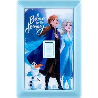 Imagem de Disney, Interruptor de luz noturna de 2 LEDs azul, Frozen, operado por bateria, brilho suave, manual, portátil, sem fio, ímãs, colar, com Elsa, Anna e Olaf, 44486