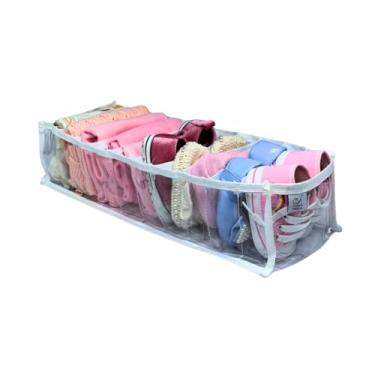 Imagem de 1 Colmeia Organizadora Gaveta Para Roupa de Bebê, Cueca Box, Biquini, Calcinha - P2 40x15x10 - Plástico Grosso e Acabamento Reforçado em Tecido Poliéster Branco - Organizador de Comodas e Gavetas.
