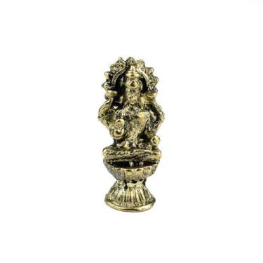 Imagem de Escultura Deusa Indiana Lakshimi Flor de Lotus 3,8cm Metal - Lua Místi