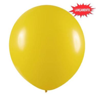 Imagem de Balão de Festa Redondo Profissional Látex Liso 24'' 60cm - Amarelo - 3