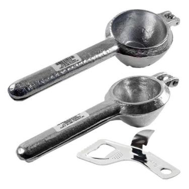 Imagem de 2 Espremedor Manual Laranja Limão + Abridor Garrafas Latas - Evovlere,