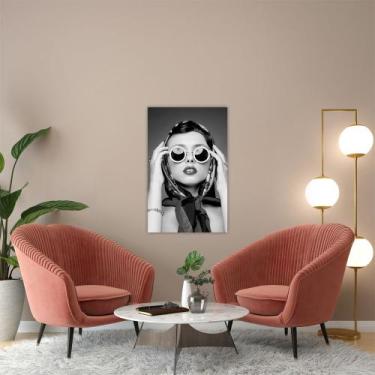 Imagem de Quadro Decorativo em Tela Retro Face Mulher 60x40cm para Sala Recepção