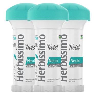 Imagem de Kit 3 Desodorante Twist Creme Neutro Herbíssimo 45G - Dana - Dana Cosm